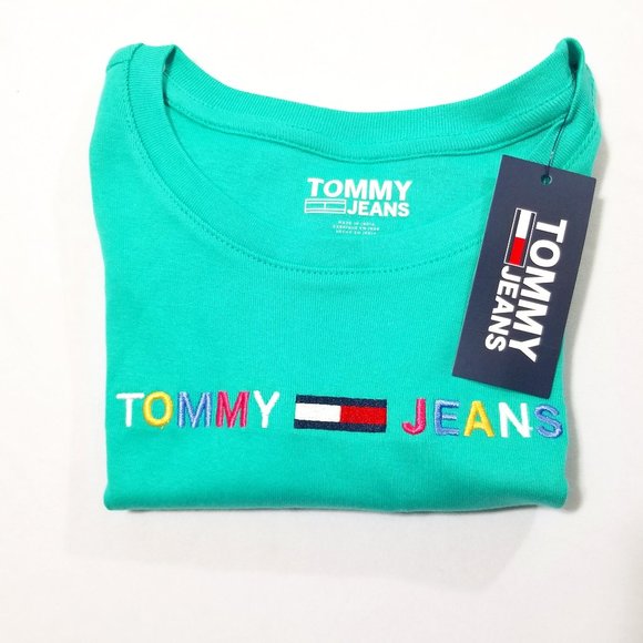 Tommy Hilfiger Women's Tommy Jeans Cropped T-shirt Embroider Cotton Crew Neck - Picture 2 of 5